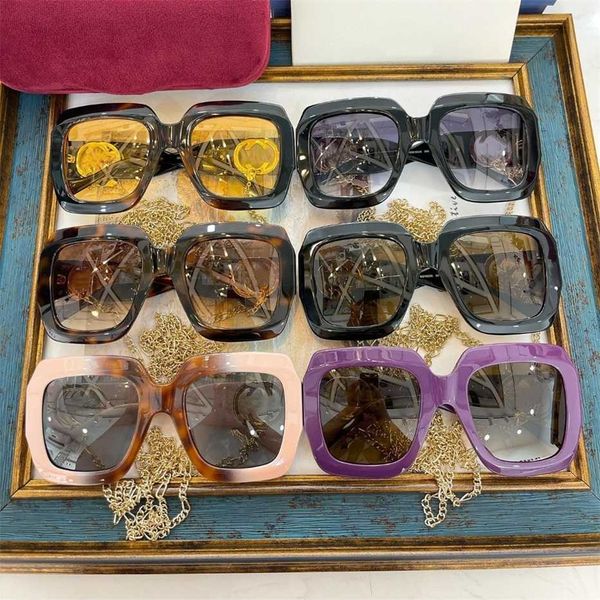 

sunglasses 2023 new chain women's g home 1022 plate large box fashion versatile sunglasses glasses, White;black