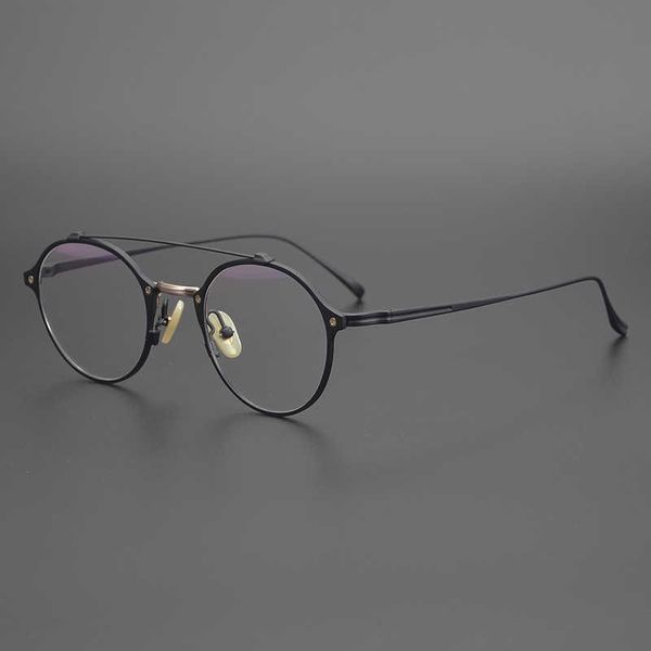 

sunglasses 2023 new double-beam pilot lens japanese designer ultra-light pure titanium large face plate male myopia glasses frame female, White;black