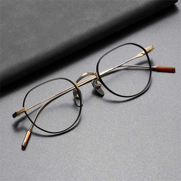 

sunglasses 2023 new pure titanium hand-made 80803 irregular eyeglass frame art can be equipped with short-sighted anti blue light glasses, White;black