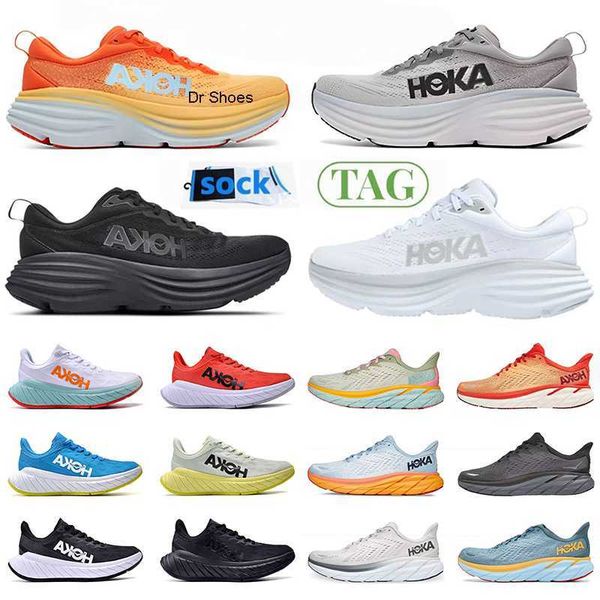 

hoka bondi 8 running outdoor shoes hokas one black white sports carbon x2 clifton 8 lightweight shock absorption amber sneakers mens womens