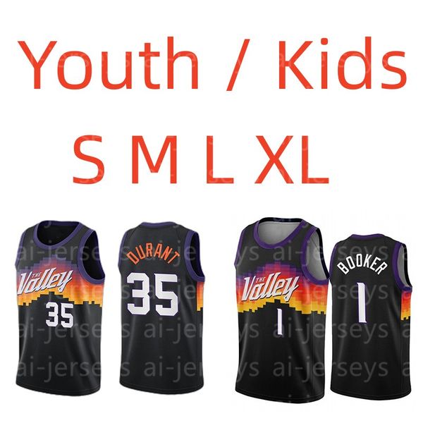 

youth kids basketball 35 durant 1 booker stitched jerseys size s m l, Black;red