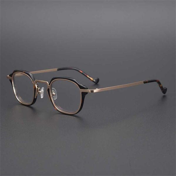 

sunglasses 2023 new japanese designer's hand-made small box gold pure titanium embedded plate glasses can be matched with several heigh, White;black