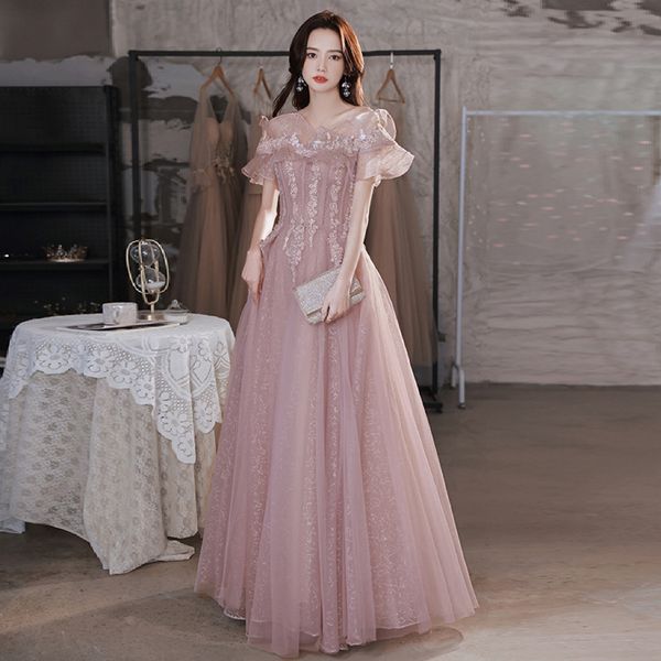 

gorgeous pink prom dress off shoulder strapless applique sequined ruffle floor length lace up formal party evening gowns custom, Black;red