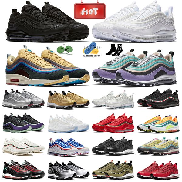 

og 97s 97 shoe men women running shoes chaussure mschf lil nas x satan jesus triple white undefeated black sean wotherspoon bred outdoor spo, White;red