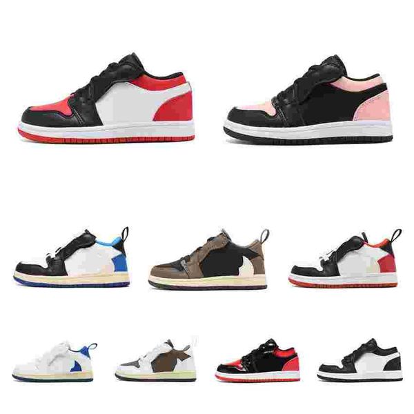

new fashion 2022 kids shoes 1s low basketball shoes toddler pine green game royal obsidian chicago bred athletic selling sneakers boy girl m, Black