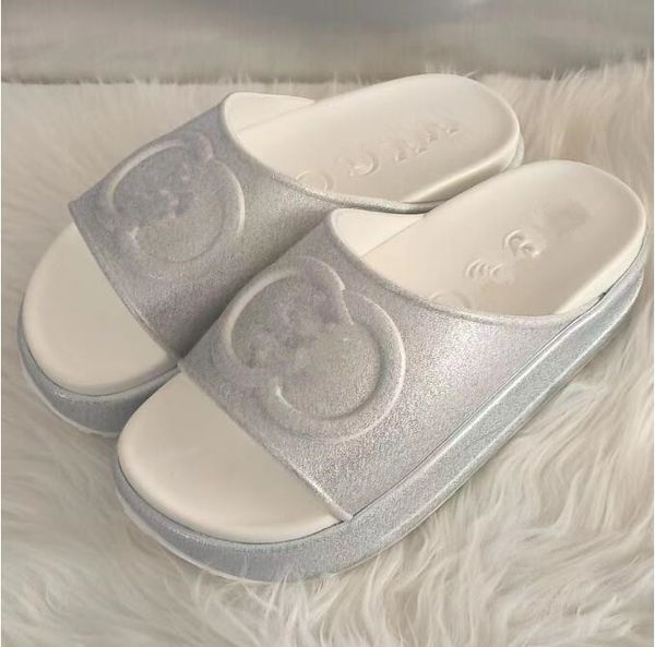 

luxury slipper ladies multicolor platform sandal beach style flat slides platform rubber sandal classic thick bottom casual slippers flip fl, Black