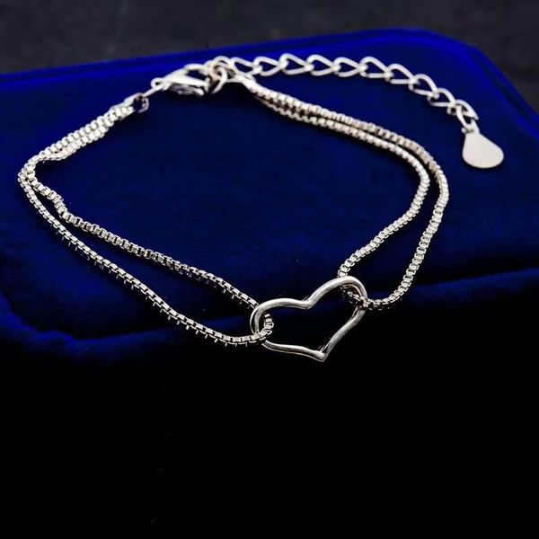 

link bracelets chain fresh elegant versatile women bracelet simple sweet double layer love thin party jewelry premium accessories, Golden;silver