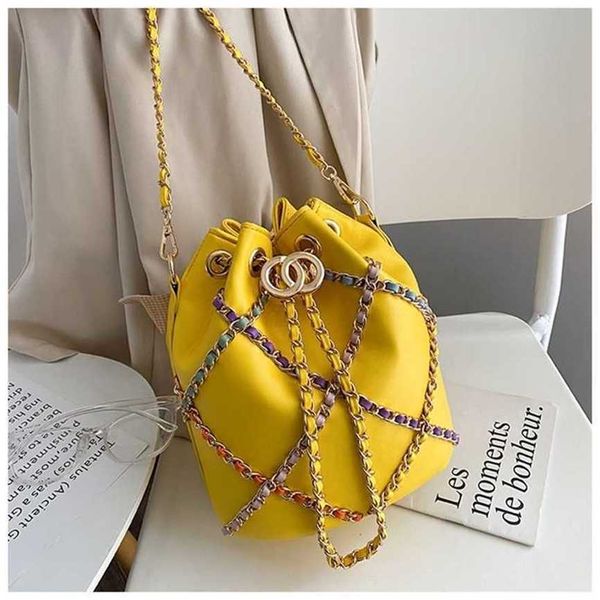 

handbag 2023 fashion women's bag leather quality handbag messenger fresh small bucket leisure simple chain shoulder bag
