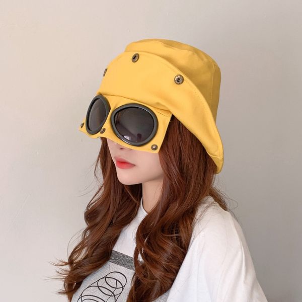 

caps hats glasses fisherman hat bucket hat spring and autumn bucket hat with sunglasses hip-hop goggles men and women 230313, Yellow