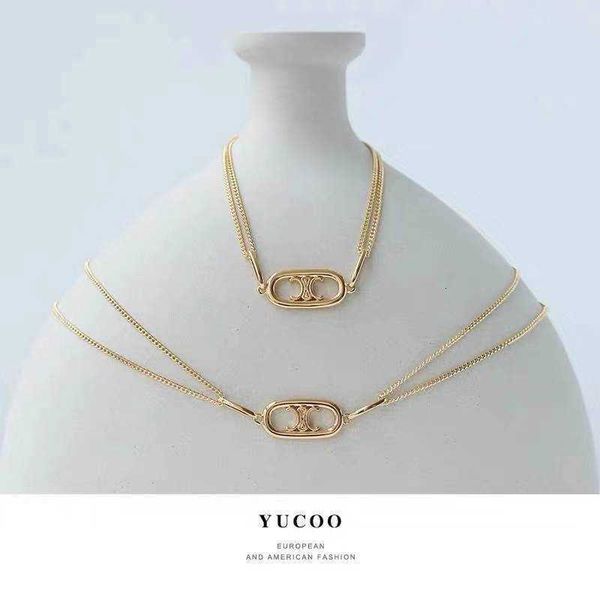

brand necklace saijialin pig nose necklace cool wind arc de clavicle chain ins brass gold plated 26 letters, Silver