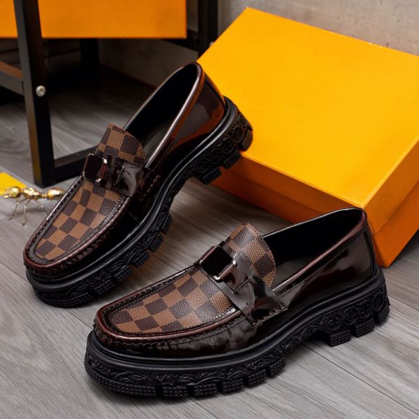 

2023 gentlemen dress shoes designer business elegant wedding party formal oxfords mens brand casual platform footwear flats size 38-44, Black