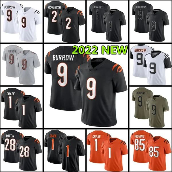 

custom 9 joe burrow 1 ja'marr chase football jersey tee higgins 94 sam hubbard jessie bates iii mixon 2 evan mcpherson uzomah logan men, Black;red