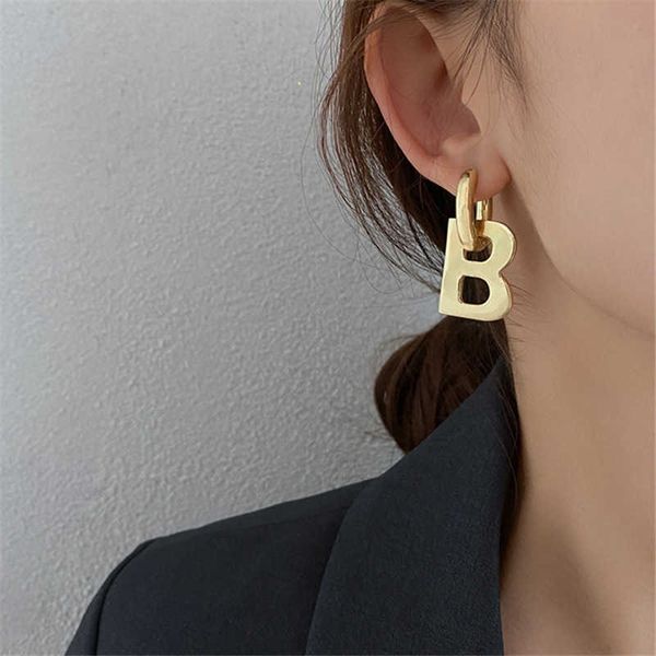 

dangle chandelier english letter b gold color rhinestone ear piercing earring silver color initial ear buckle hoop earrings for women jewelr