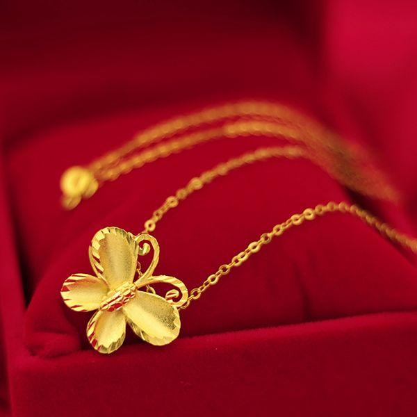 

women pendant chain butterfly design lovely romantic 18k yellow gold filled fashion jewelry gift, Silver
