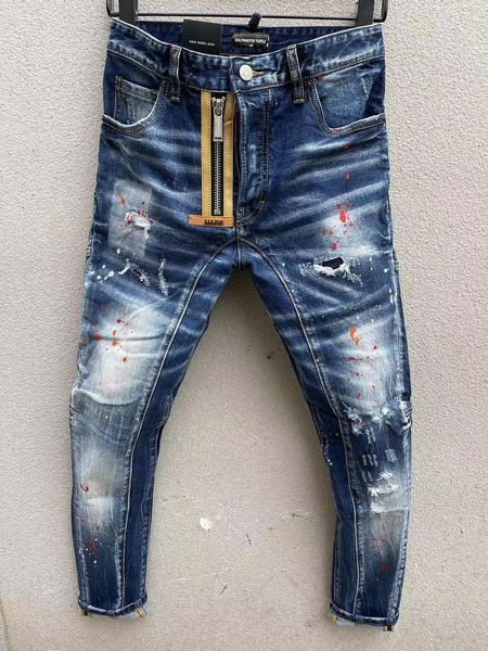 

dsq men's jeans dsq phantom turtle classic fashion man hip hop rock moto mens casual design ripped distressed skinny denim biker 612882, Blue