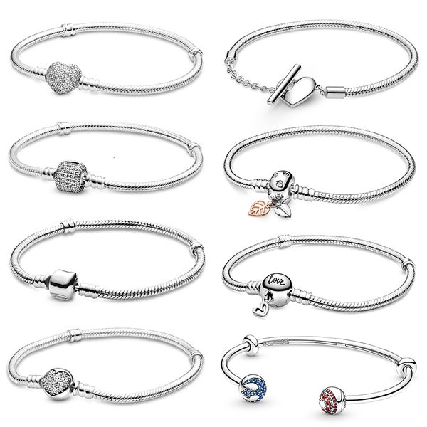 

charm bracelets women bracelet 925 sterling silver heart snake chain bracelet fit original pendant safety chain charm bead women jewelry 230, Golden;silver