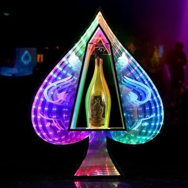 

new led luminous ace of spades glowing glorifier display vip service tray wine bottle presenter for night club lounge bar