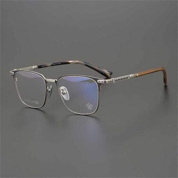 

sunglasses 2023 new japanese handmade high refined pure titanium box business men's large face glasses frame ultra-light can myopia, White;black