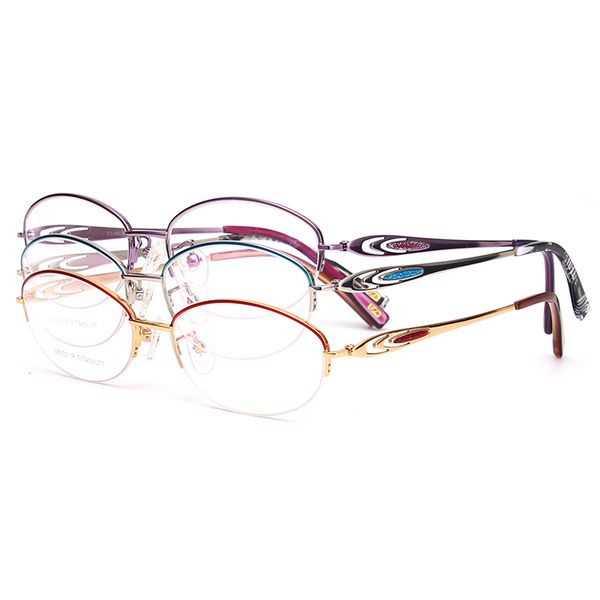 

pure titanium women's glasses fashion ultra light thick legs oval prescription mirror small face, Silver