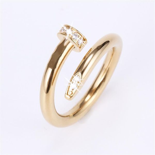 

designer ring love jewelry titanium steel single nail ring european and american fashion street hip hop casual couple classic gold290j, Silver