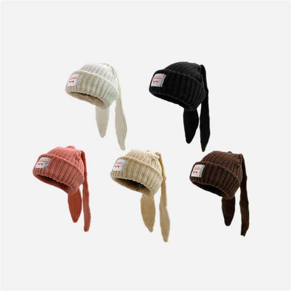 

caps hats kpop stray kids knitted hat cute long-eared rabbit warm wool hat women autumn winter decorative cap hyunjin felix fans gifts 23031, Yellow
