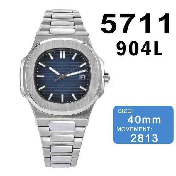 

aaa men's watches automatic mechanical luxury brand watch 40mm back transparent blue dial 5711 ppf 3kf 2813 sports waterproof tewn, Slivery;brown