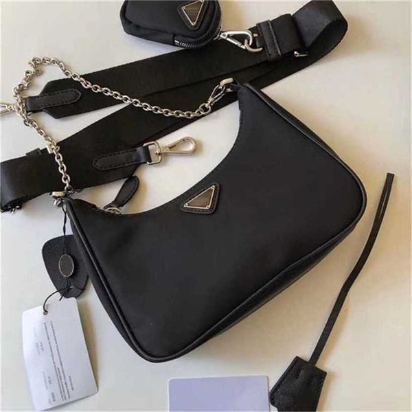 

handbag 2023 fashion women's bag leather quality handbag family in same hobo underarm nylon chain messenger bag