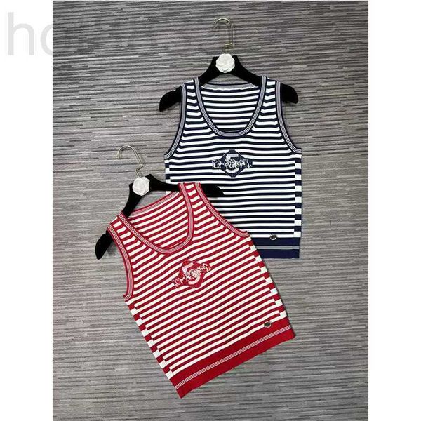

women's tanks & camis designer 2023 luxury brand summer stripe knit sweater tank women round-neck sleeveless lady design casual vest dm, White