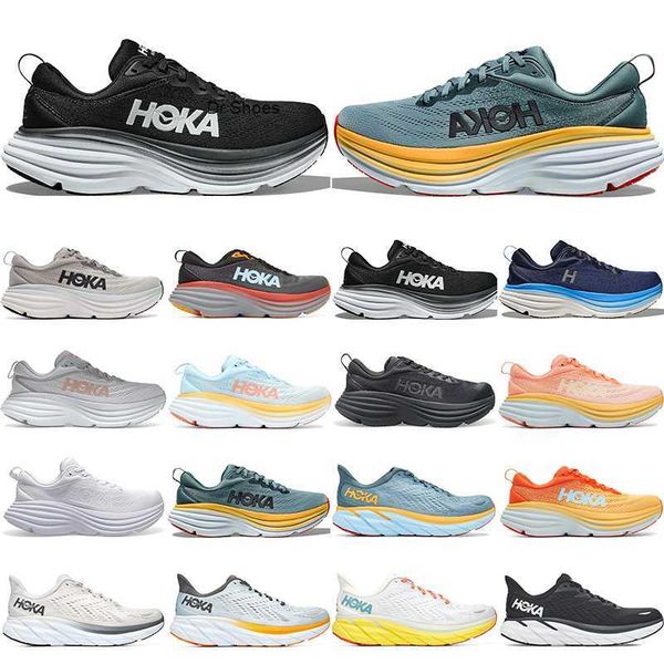 

outdoor shoes for men runner womens hoka bondi 8 clifton white black harbor mist summer song blue amber yellow runner mens sports sneakers