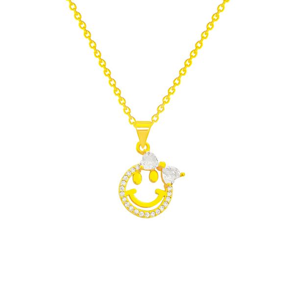 

bowknot happy doll smiling face zircon nimble lucky love heart mother's day pendant necklace valentine's day family friends woman, Silver