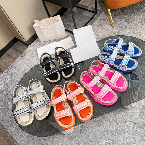 

branded designer act summer sandals for women pasted hemp rope platform slippers beach shoes, Black