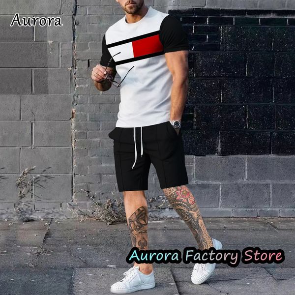 

men's tracksuits summer men's fashion trend tracksuit causal solid color t-shirt shorts set male oversized clothing outfit 3d prin, Gray