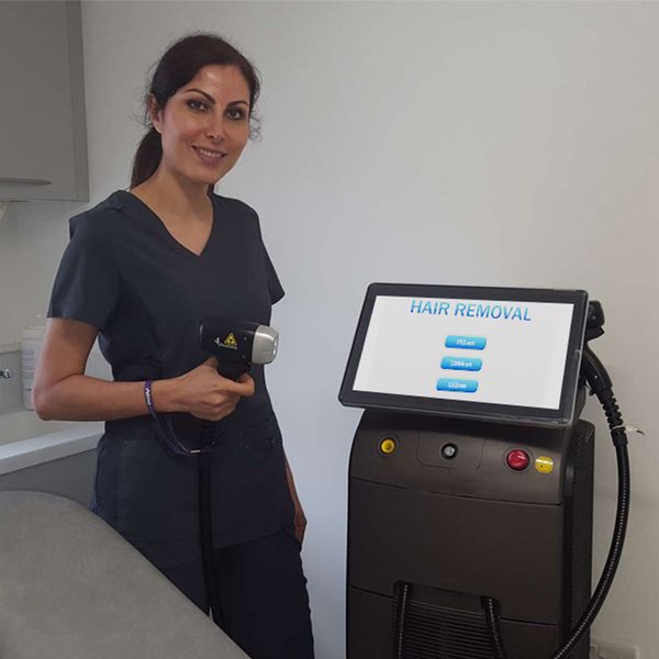 

ce professional oem price 1600w 808nm diode laser 3 wavelength permanent laser hair removal machine diodo depilacion 755 808 1064 808nm, Black