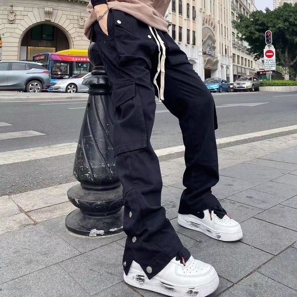 

men's pants y2k black streetwear casual techwear korean cargo men overalls low waist joggers trousers alt baggy sweatpants clothes 2303