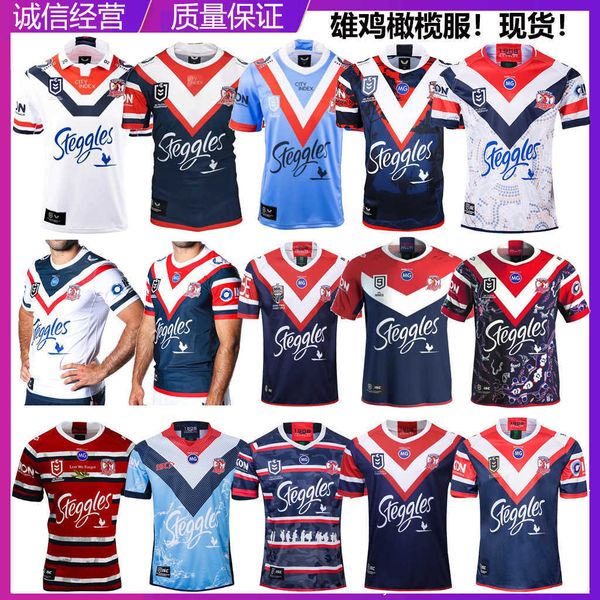

2023 men's and women's fashion t-shirt rugby clothing s australian rooster corps home away short sleeve olive jersey sweatshirt, White;black