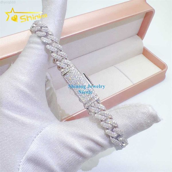 

designer jewelry 925 silver iced out custom hip hop jewelry moissanite cuban link chain 8mm cuban link bracelet