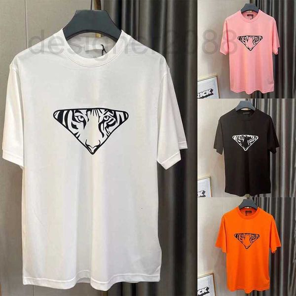 

men's t-shirts designer fashion casual loose t shirt couple short sleeve inverted triangle tiger head print 100% cotton versatile m-4xl, White;black
