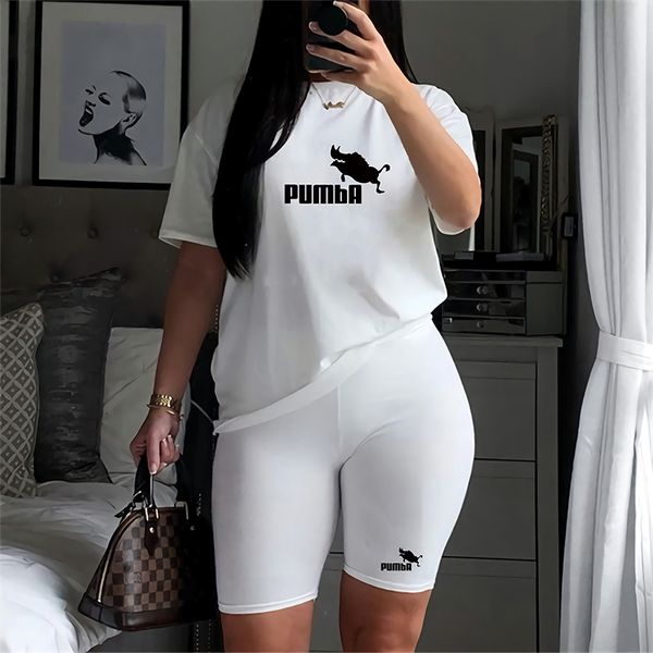 

women's two piece pants women two piece set summer short sleeve o-neck tee pencil shorts suits tracksuits outfit graphic t shirts joggi, White