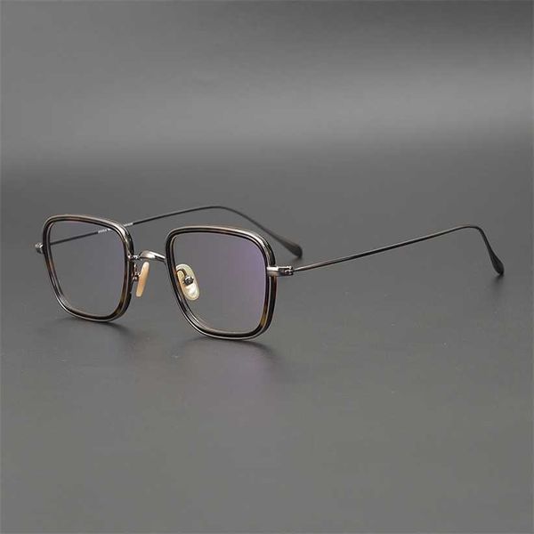 

sunglasses 2023 new limited japanese handmade pure titanium small height number men's and women's full spectacle frame with box, White;black