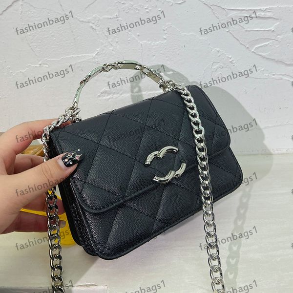 

womens portable diagonal span bag shoulder bag handbag hardware metal buckle thick chain luxury designer brand clamshell spread seam ribbed