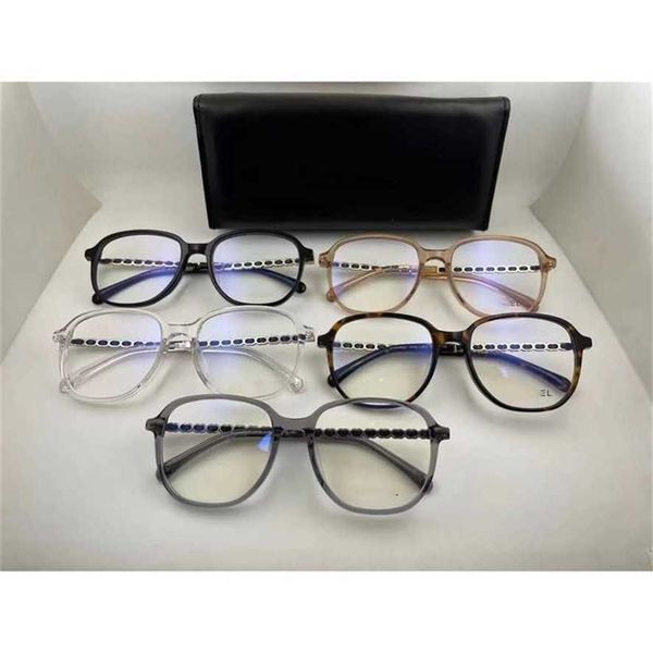 

sunglasses 2023 women's new type ch3418 daily plain eye sheepskin metal chain titanium frame with myopia, White;black