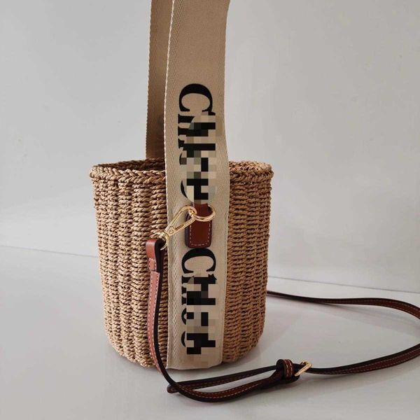 

woody designer tote bag nethong's same handmade straw bucket cross-body shoulder letter ribbon beach new women's epng, Black;red