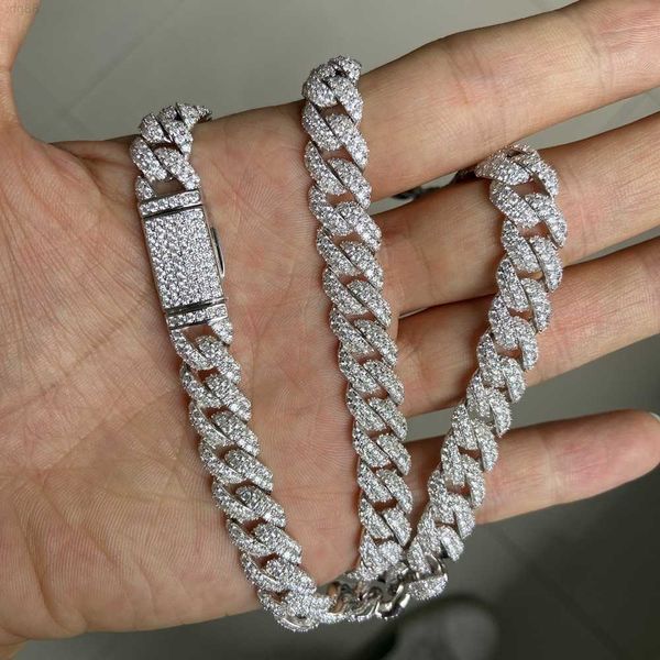 

holycome fine hip hop jewelry 925 silver iced out cuban chain necklace luxury gold plated moissanite cuban link chain