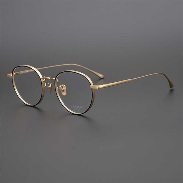 

sunglasses 2023 new high beauty delicate style gold pure titanium high-grade glasses round thick large frame small face, White;black