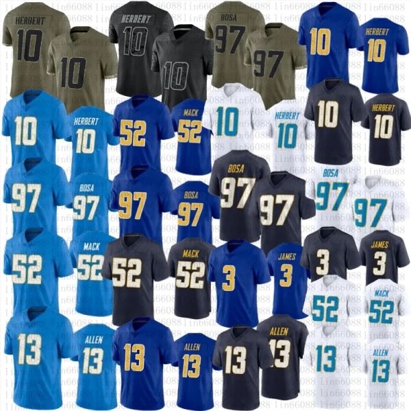 

custom justin herbert khalil mack football jersey men women youth j.c. jackson keenan allen joey bosa austin ekeler derwin james gray fashio, Black;red