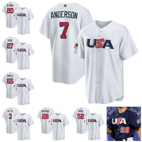 

custom 2023 world baseball classic wbc team usa jersey paul goldschmidt pete alonso tim anderson trea turner mullins derosa will smith mikol, Blue;black