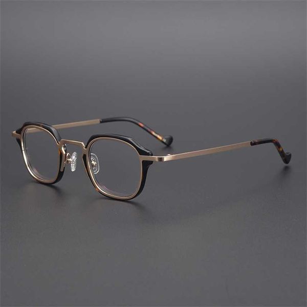 

sunglasses 2023 new japanese designer's hand-made small box gold pure titanium embedded plate glasses can be matched with several heigh, White;black