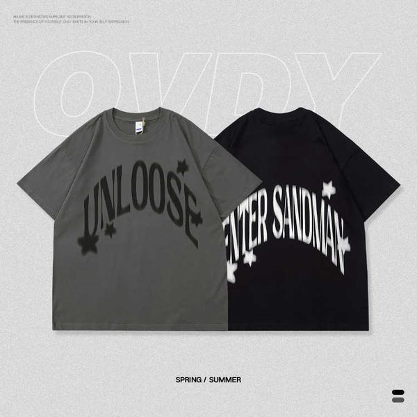 

wxwovdy american street style short sleeve letter print high street solid color t-shirt fashion, Black;white
