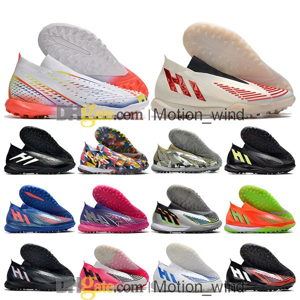 

gift bag mens football boots predator edge ic tf turf cleats world cup predator x geometric laceless soccer shoes indoor trainers botas de f, Black