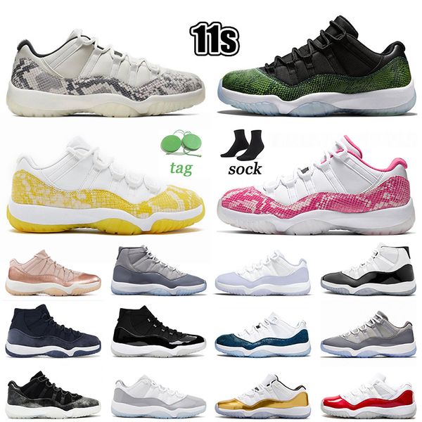 

basketball shoes authentic jumpman 11 snake skin yellow pink green cement grey j11 11s cool grey rose gold space jam cherry light bone closi